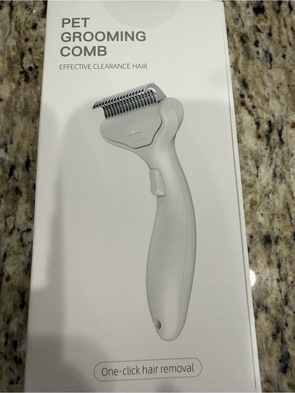 Pet Grooming Comb — White One-Click Hair Removal